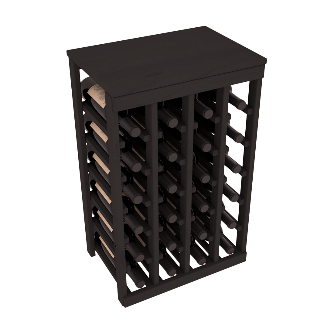 Living Series - 24 Bottle Tabletop Rack in Pine Black stained without Clear Coat