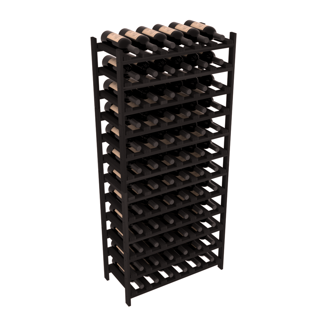 Living Series - 72 Bottle Stackable in Redwood Black stained without Clear Coat