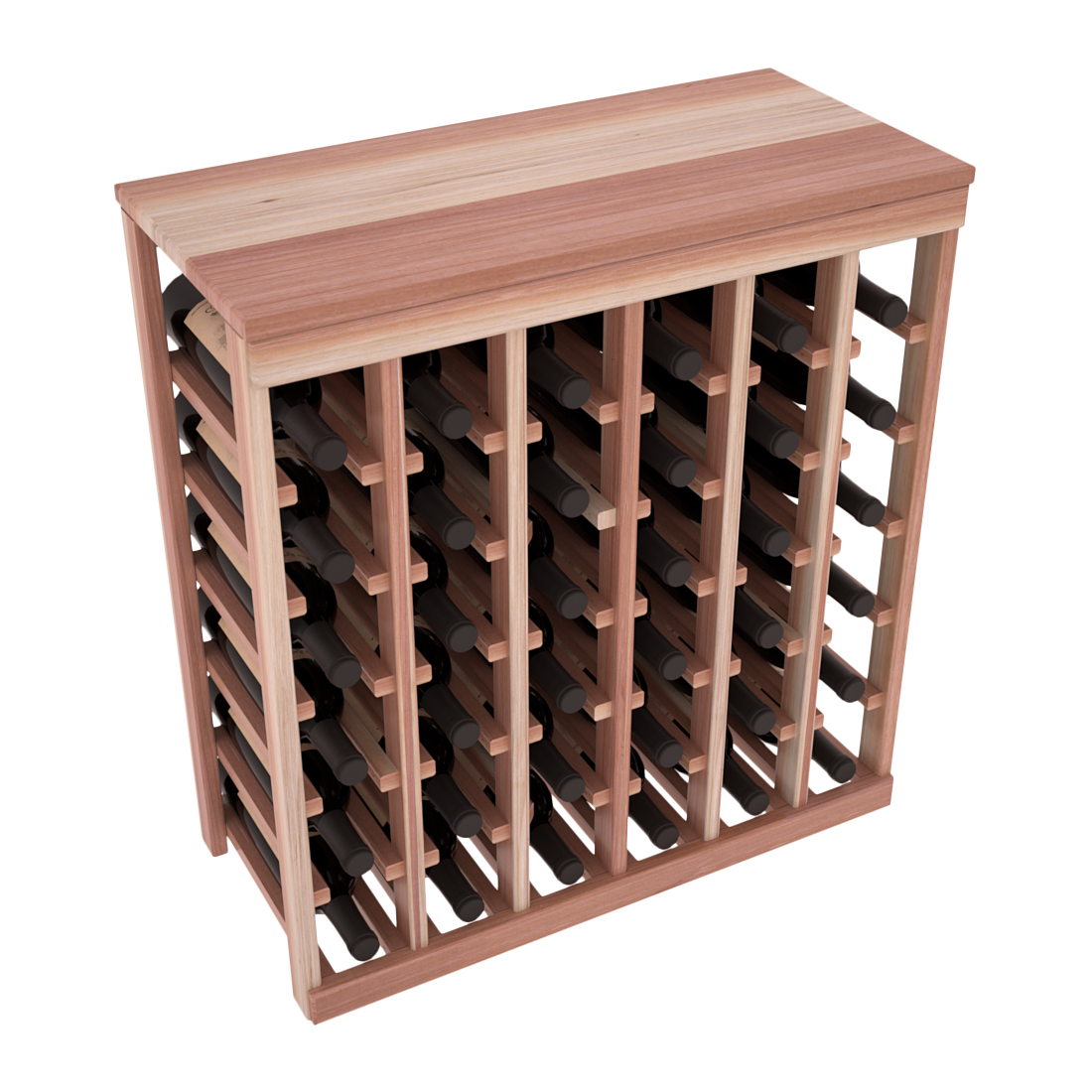 Living Series - 36 Bottle Tabletop Rack in Redwood Unstained with Clear Coat