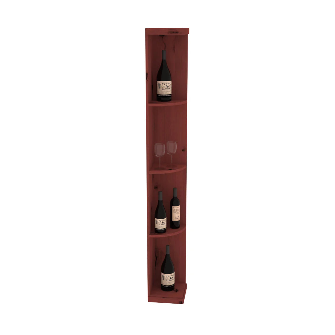 InstaCellar - Quarter Round Display in Knotty Alder Cherry stained without WineSafe™ Satin Sealant