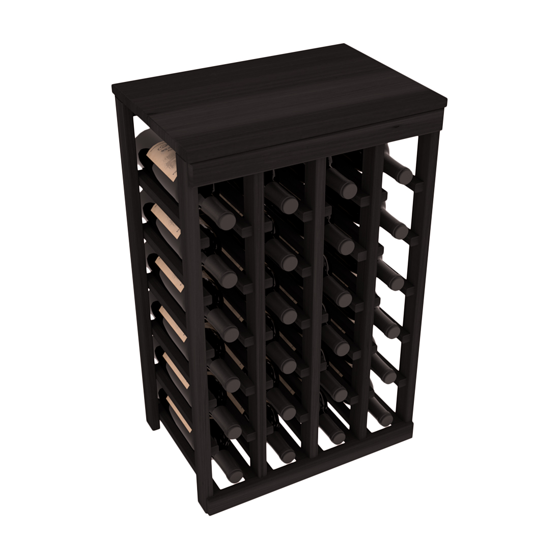 Living Series - 24 Bottle Tabletop Rack in Redwood Black stained without Clear Coat
