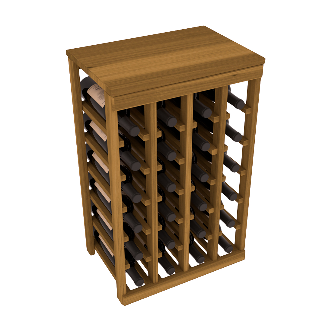Living Series - 24 Bottle Tabletop Rack in Redwood Oak stained without Clear Coat