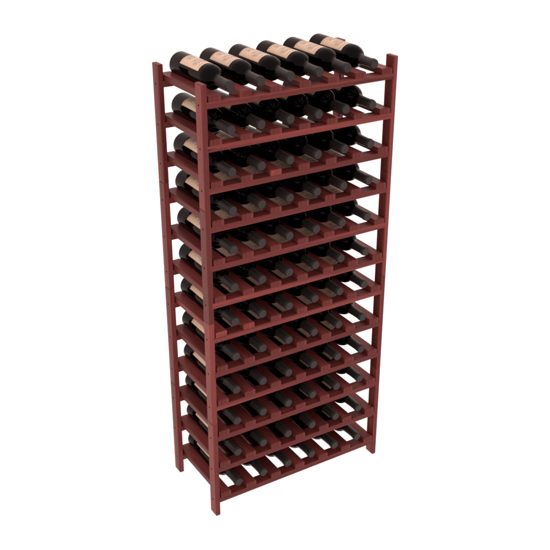 Living Series - 72 Bottle Stackable in Redwood Cherry stained with Clear Coat