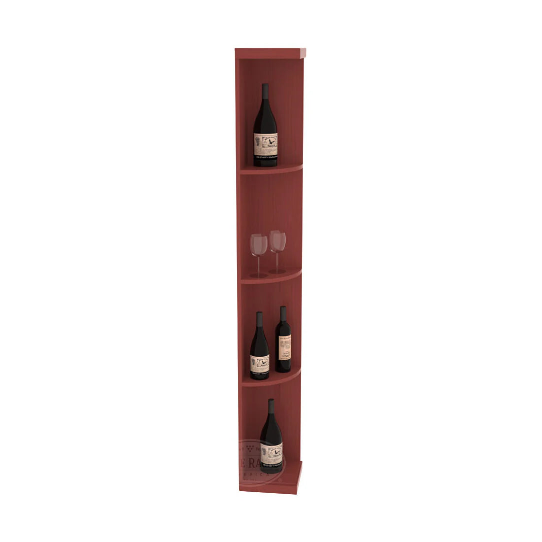InstaCellar - Quarter Round Display in Ponderosa Pine Cherry stained with WineSafe™ Satin Sealant