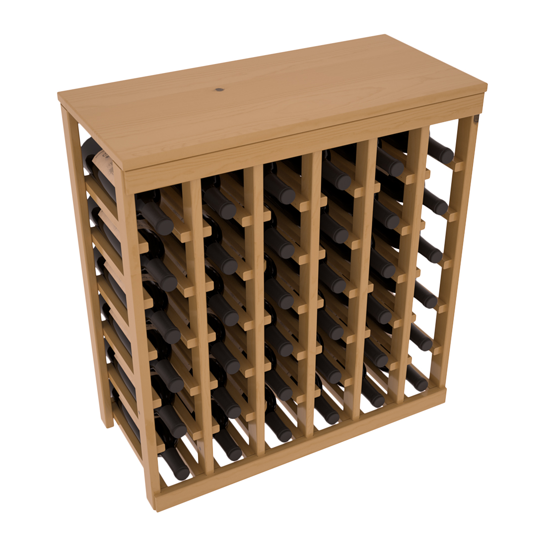 Living Series - 36 Bottle Tabletop Rack in Pine Oak stained with Clear Coat