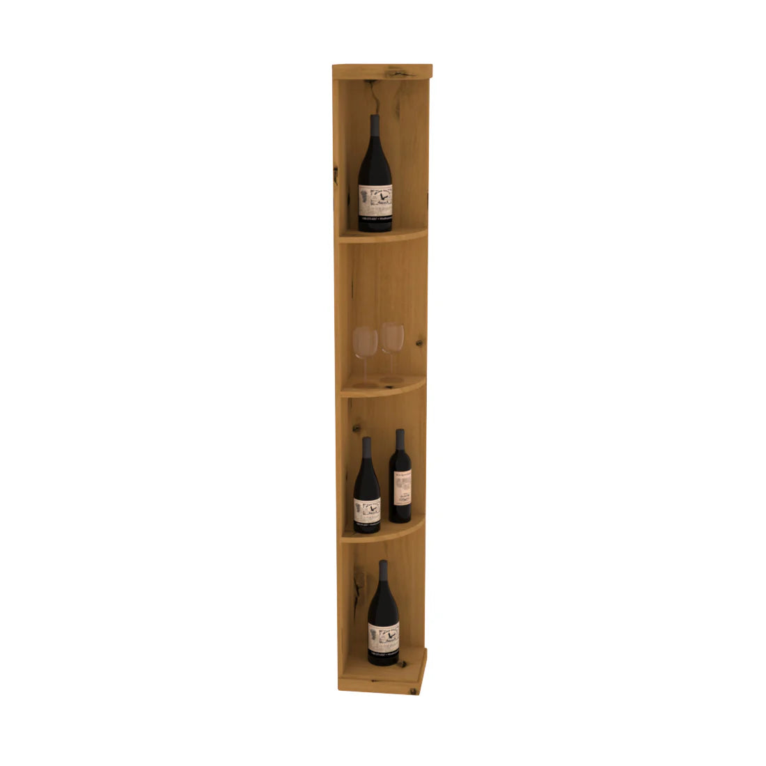 InstaCellar - Quarter Round Display in Knotty Alder Oak stained without WineSafe™ Satin Sealant