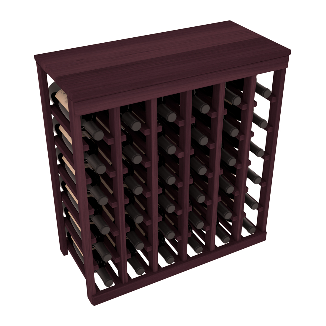 Living Series - 36 Bottle Tabletop Rack in Redwood Burgundy stained without Clear Coat