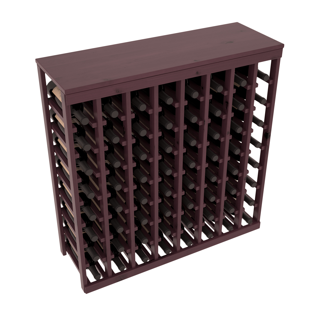 Living Series - 64 Bottle Tabletop Rack in Alder Burgundy stained with Clear Coat