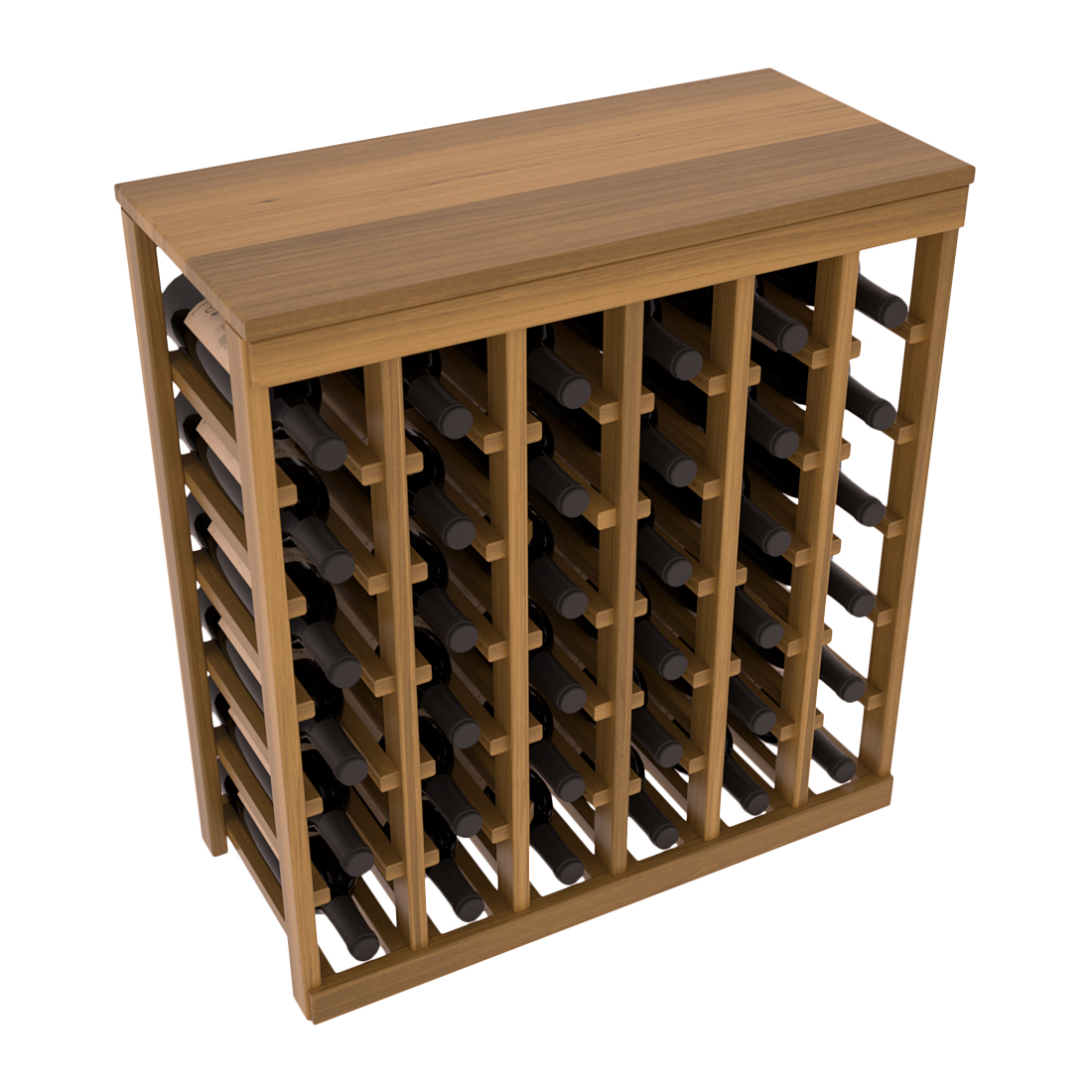 Living Series - 36 Bottle Tabletop Rack in Redwood Oak stained with Clear Coat