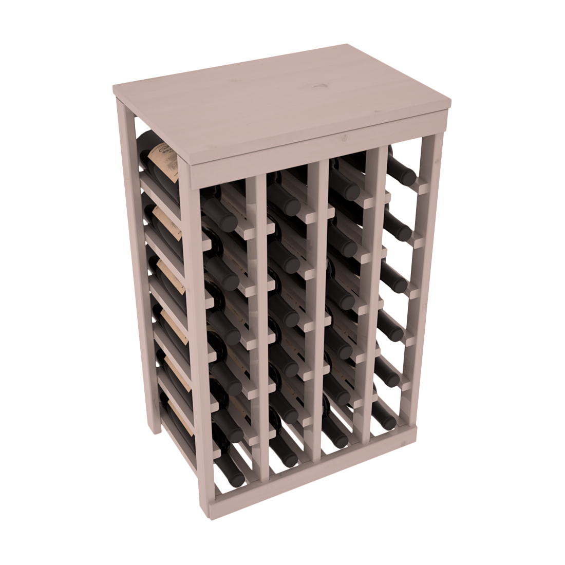 Living Series - 24 Bottle Tabletop Rack in Alder Greywash stained with Clear Coat
