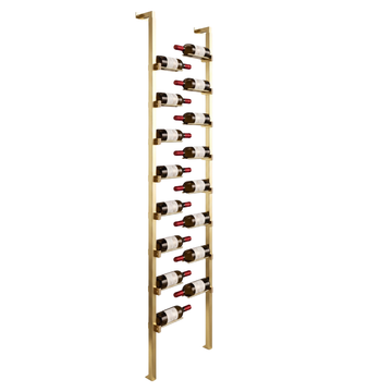 The Floating Bottle Vignette 1 Deep 1 Wide in Gold Posts/Gold Rods White Oak Unfinished