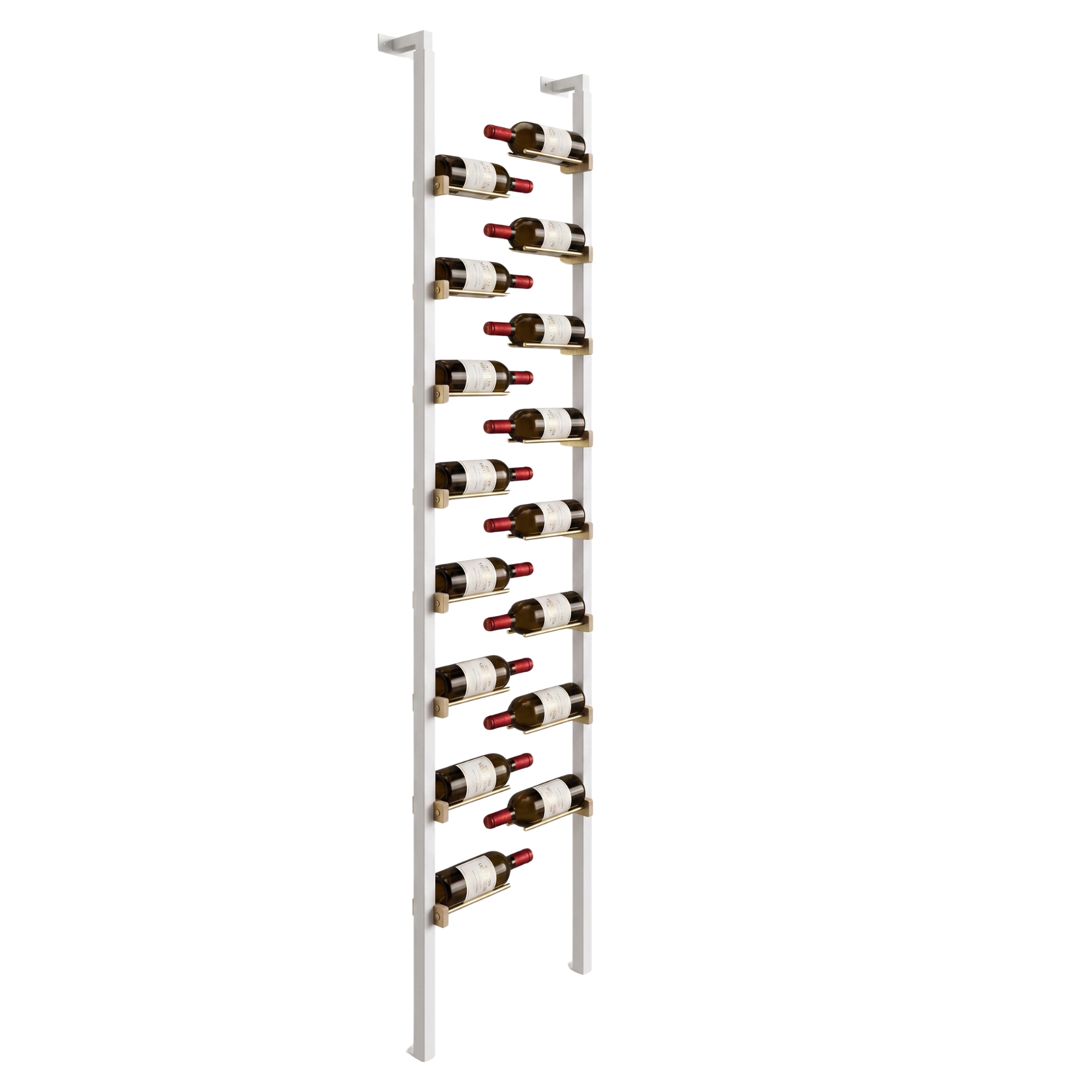 The Floating Bottle Vignette 1 Deep 1 Wide in Silver Posts/Gold Rods White Oak Unfinished