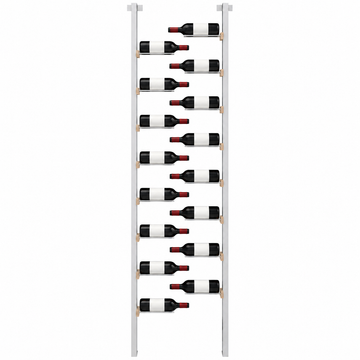 The Floating Bottle Vignette 1 Deep 1 Wide in Silver Posts/Silver Rods White Oak Unfinished