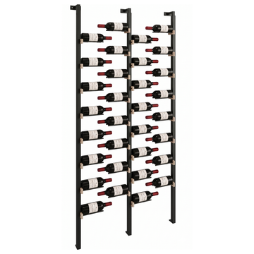 The Floating Bottle Vignette 1 Deep 2 Wide in Black Posts/Black Rods White Oak Unfinished
