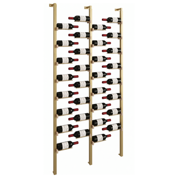 The Floating Bottle Vignette 1 Deep 2 Wide in Gold Posts/Gold Rods White Oak Unfinished