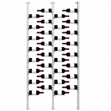 The Floating Bottle Vignette 1 Deep 2 Wide in Silver Posts/Silver Rods White Oak Unfinished