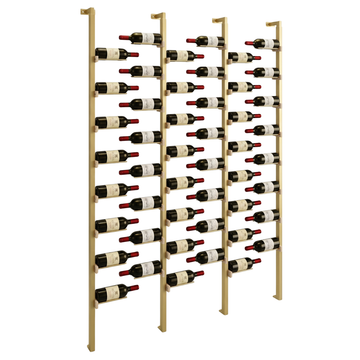 The Floating Bottle Vignette 1 Deep 3 Wide in Gold Posts/Gold Rods White Oak Unfinished