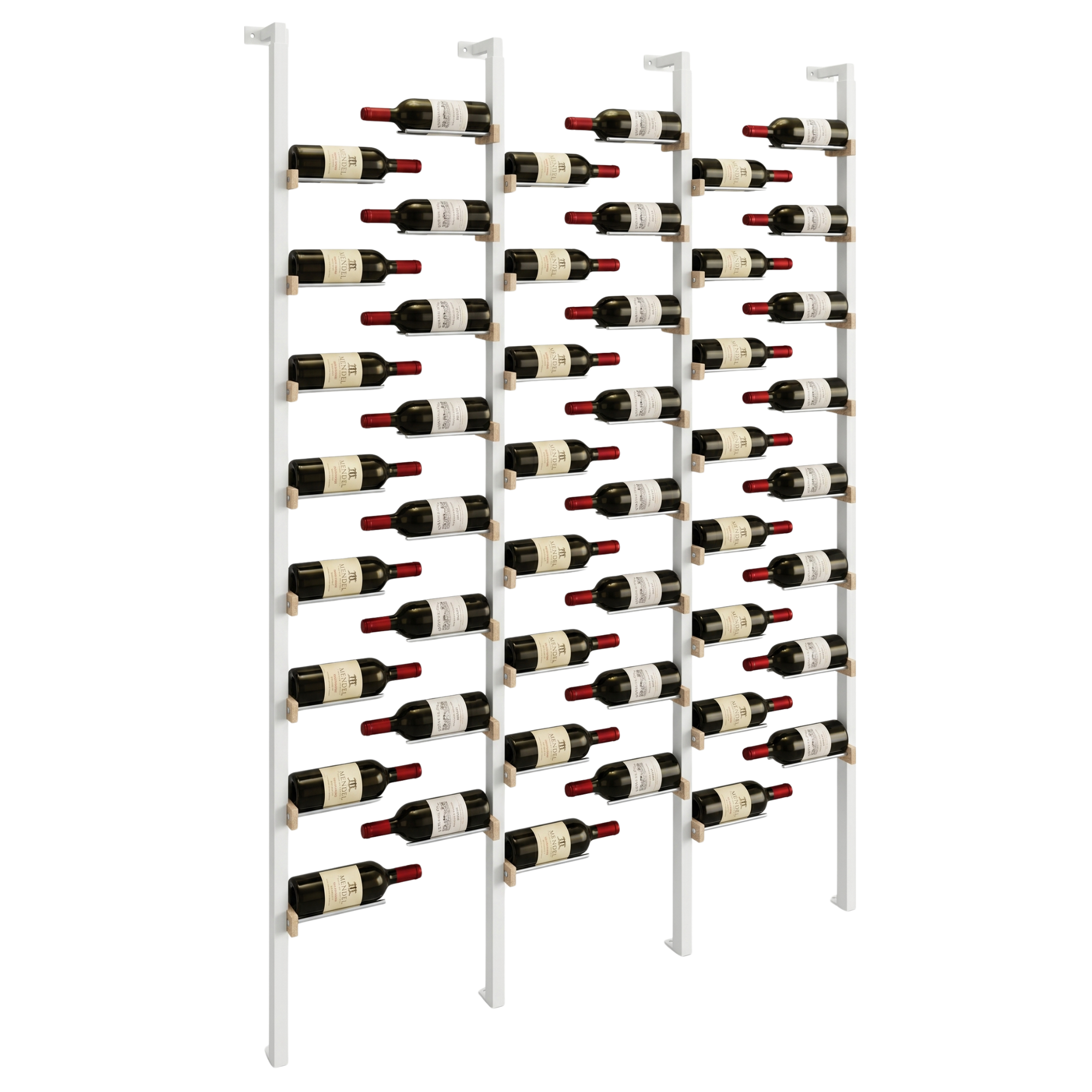 The Floating Bottle Vignette 1 Deep 3 Wide in Silver Posts/Silver Rods White Oak Unfinished