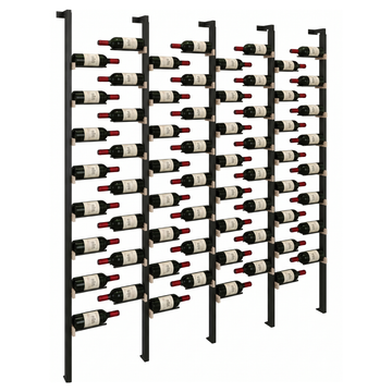 The Floating Bottle Vignette 1 Deep 4 Wide in Black Posts/Black Rods White Oak Unfinished