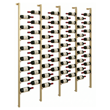 The Floating Bottle Vignette 1 Deep 4 Wide in Gold Posts/Gold Rods White Oak Unfinished