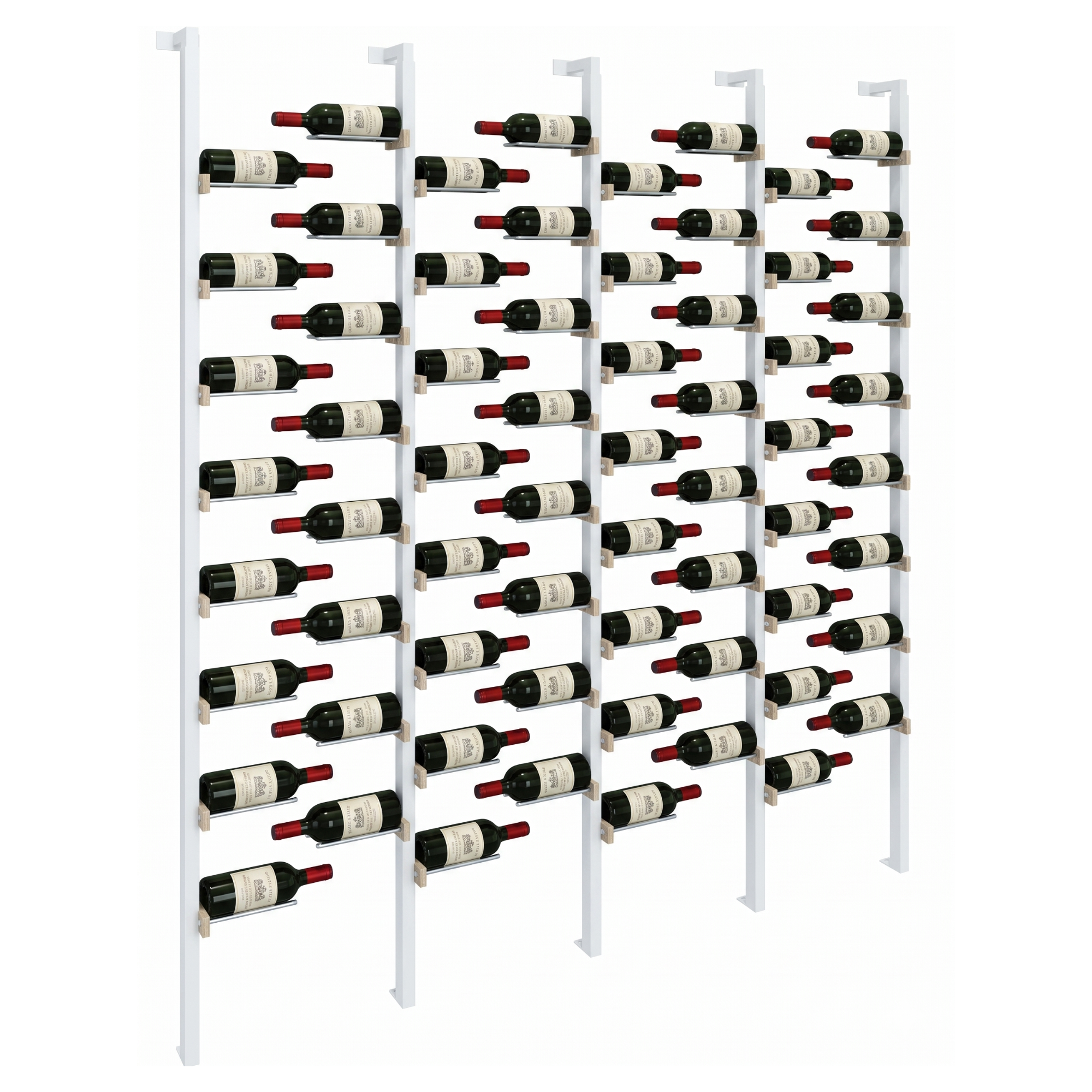 The Floating Bottle Vignette 1 Deep 4 Wide in Silver Posts/Silver Rods White Oak Unfinished