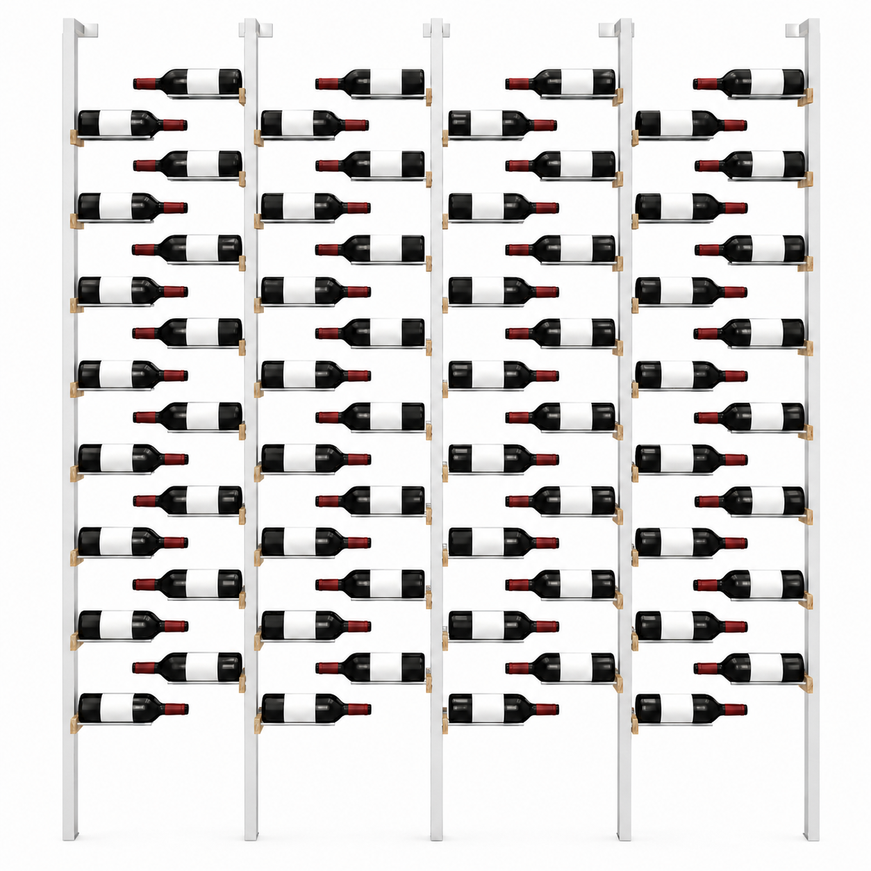The Floating Bottle Vignette 1 Deep 4 Wide in Silver Posts/Silver Rods White Oak Satin Sealant