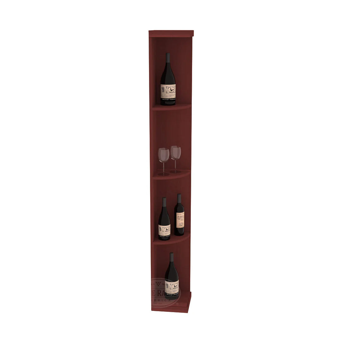 InstaCellar - Quarter Round Display in Premium Redwood Cherry stained without WineSafe™ Satin Sealant