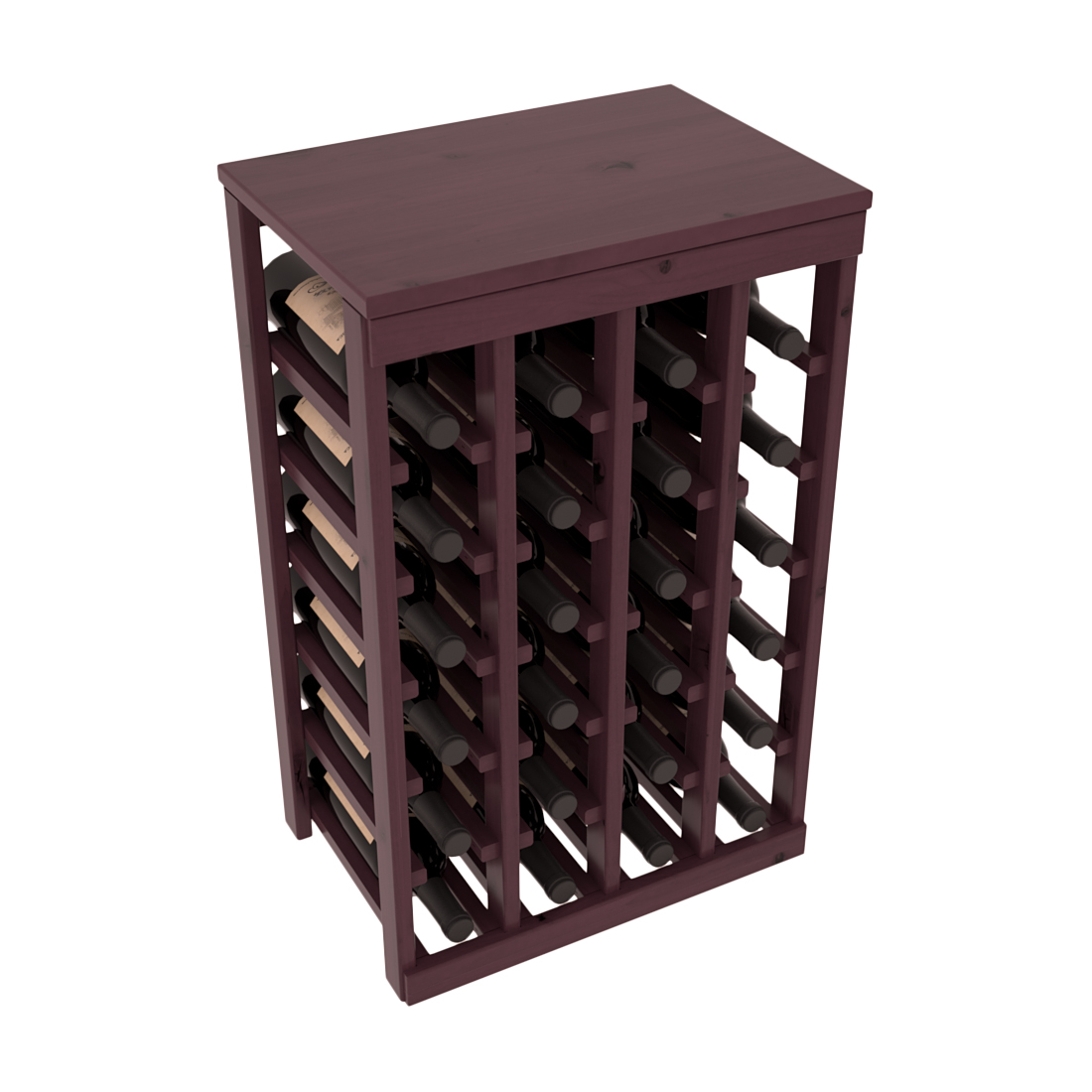 Living Series - 24 Bottle Tabletop Rack in Alder Burgundy stained with Clear Coat