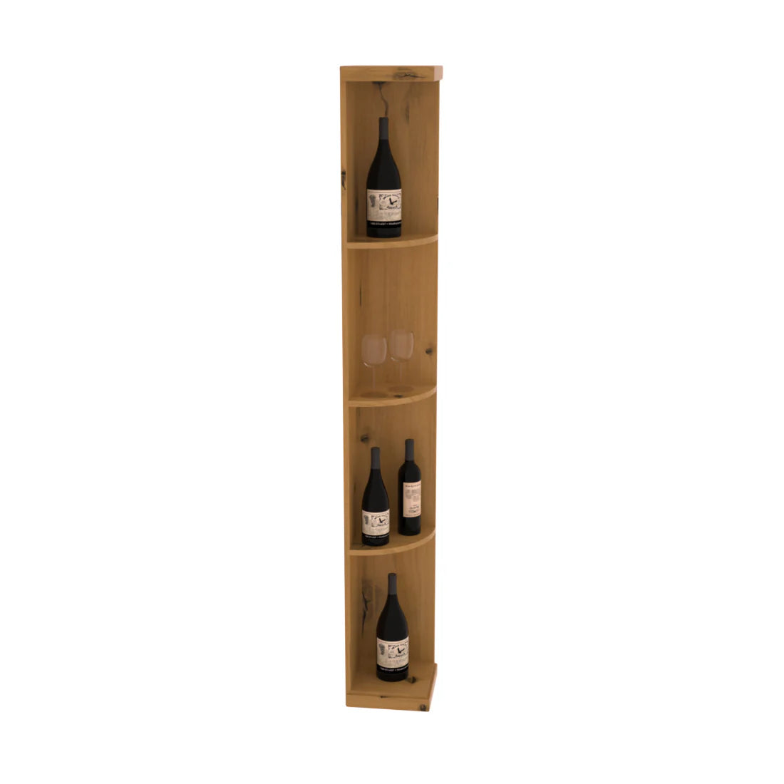 InstaCellar - Quarter Round Display in Knotty Alder Oak stained with WineSafe™ Satin Sealant