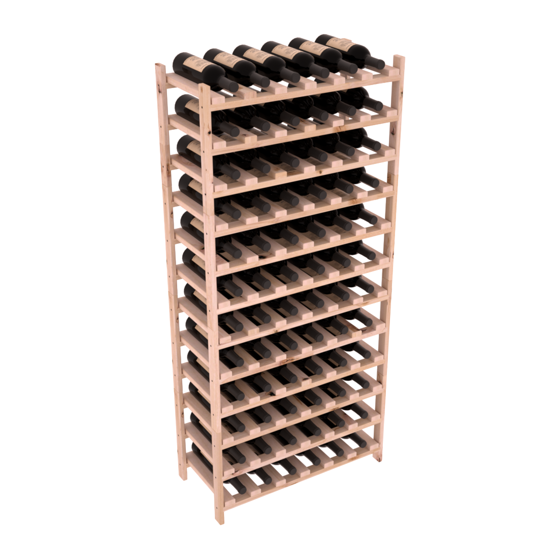 Living Series - 72 Bottle Stackable in Alder Unstained without Clear Coat