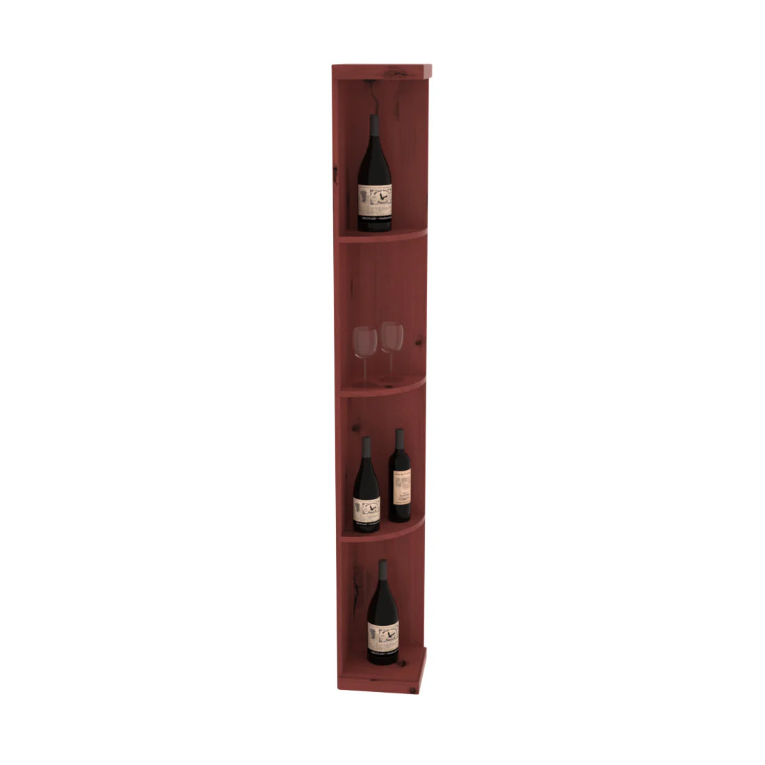 InstaCellar - Quarter Round Display in Knotty Alder Cherry stained with WineSafe™ Satin Sealant