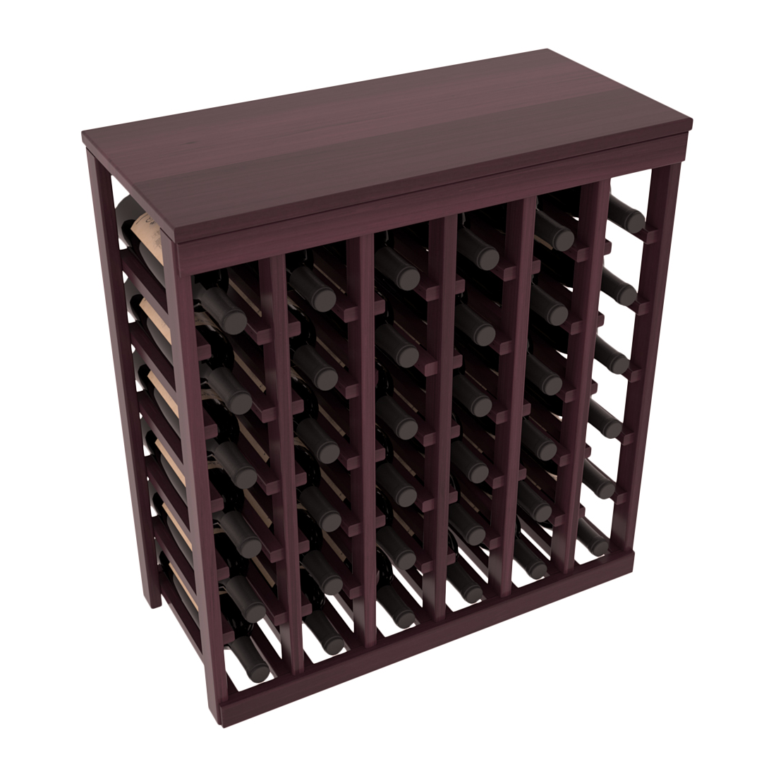 Living Series - 36 Bottle Tabletop Rack in Redwood Burgundy stained with Clear Coat