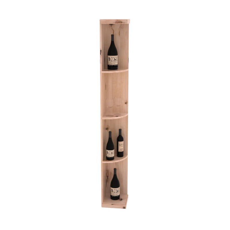 InstaCellar - Quarter Round Display in Knotty Alder Unstained with WineSafe™ Satin Sealant