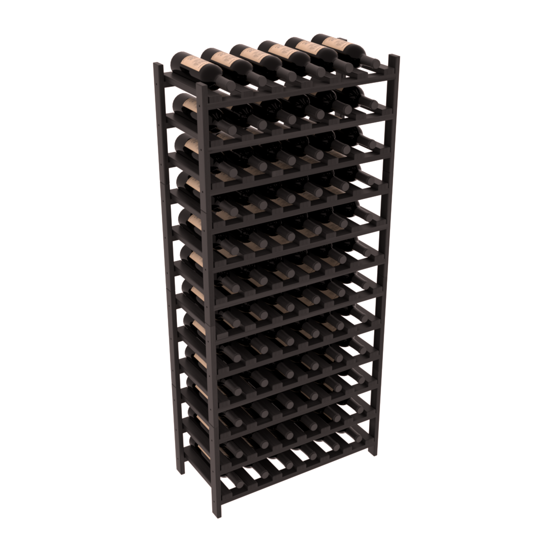 Living Series - 72 Bottle Stackable in Redwood Black stained with Clear Coat