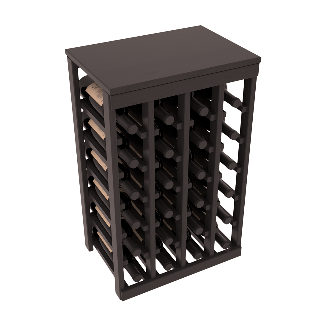 Living Series - 24 Bottle Tabletop Rack in Pine Black stained with Clear Coat