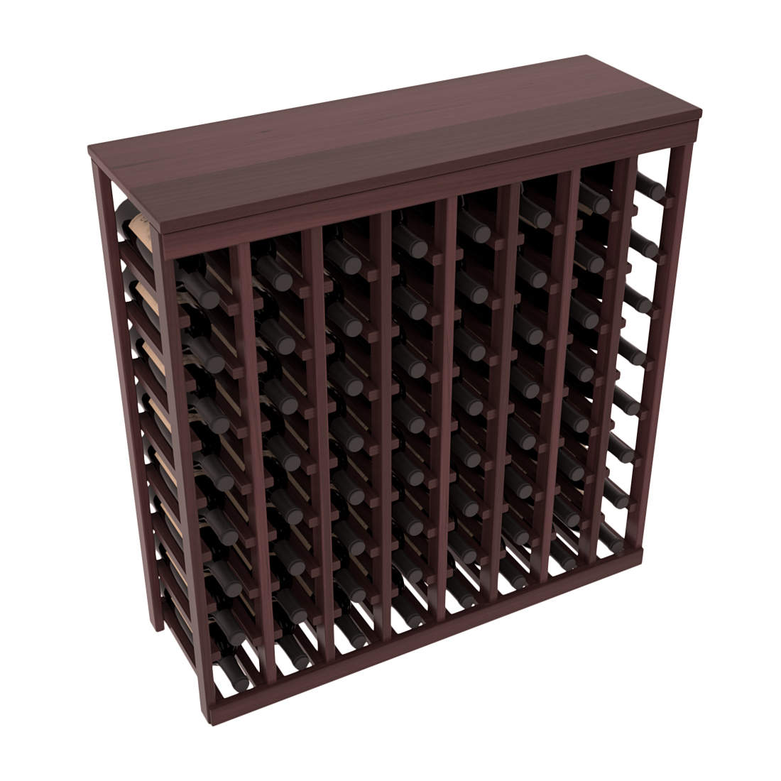 Living Series - 64 Bottle Tabletop Rack in Redwood Walnut stained with Clear Coat