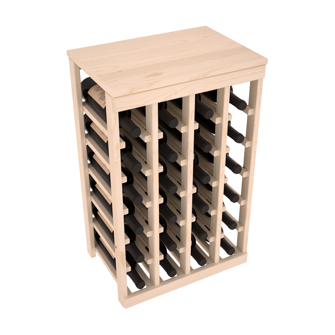 Living Series - 24 Bottle Tabletop Rack in Pine Unstained without Clear Coat