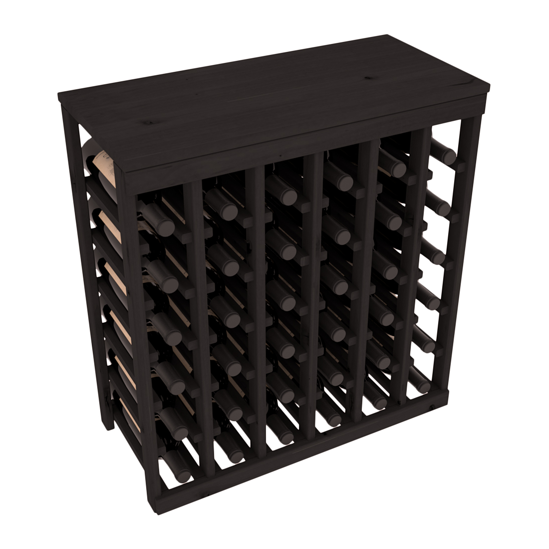 Living Series - 36 Bottle Tabletop Rack in Alder Black stained without Clear Coat