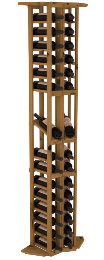 InstaCellar - 2 Column Corner Display Row Rack in Knotty Alder Oak stained without WineSafe™ Satin Sealant