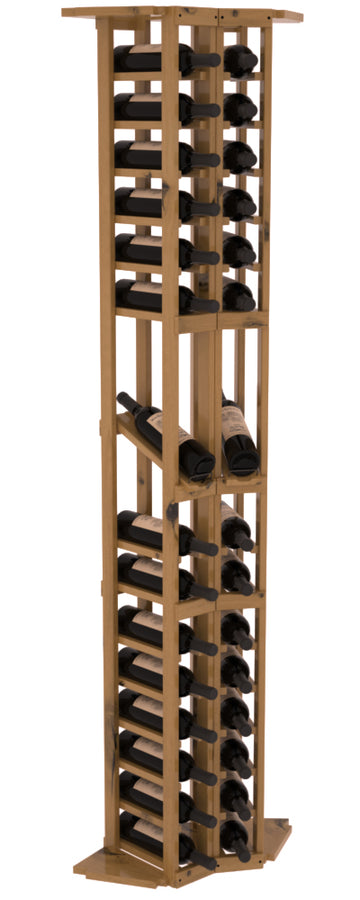 InstaCellar - 2 Column Corner Display Row Rack in Knotty Alder Oak stained with WineSafe™ Satin Sealant