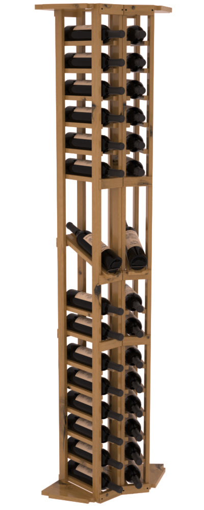 InstaCellar - 2 Column Corner Display Row Rack in Knotty Alder Oak stained with WineSafe™ Satin Sealant