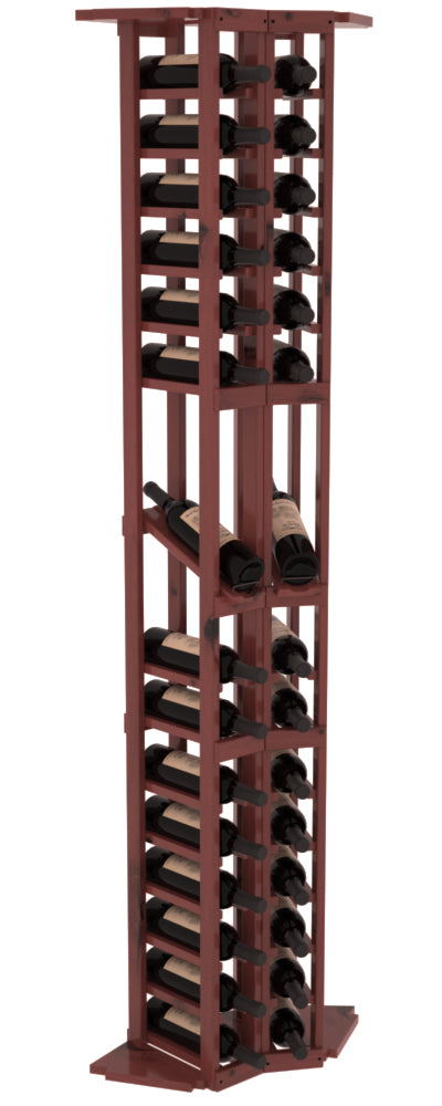 InstaCellar - 2 Column Corner Display Row Rack in Knotty Alder Cherry stained with WineSafe™ Satin Sealant