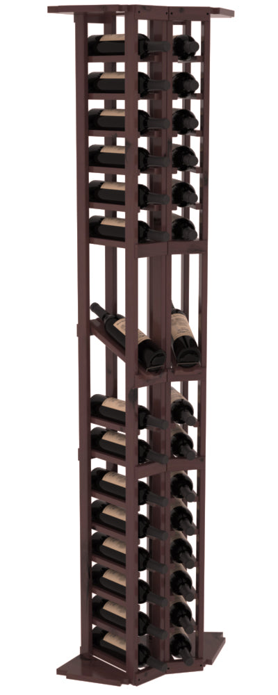 InstaCellar - 2 Column Corner Display Row Rack in Knotty Alder Walnut stained with WineSafe™ Satin Sealant