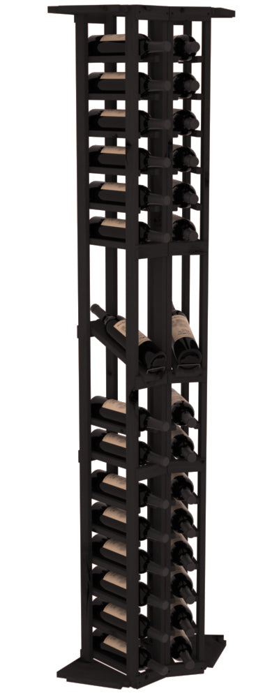 InstaCellar - 2 Column Corner Display Row Rack in Knotty Alder Black stained without WineSafe™ Satin Sealant