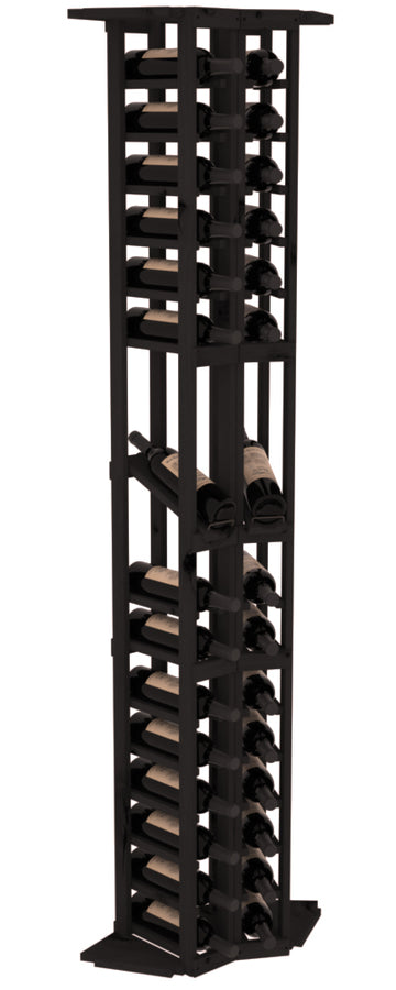 InstaCellar - 2 Column Corner Display Row Rack in Knotty Alder Black stained without WineSafe™ Satin Sealant