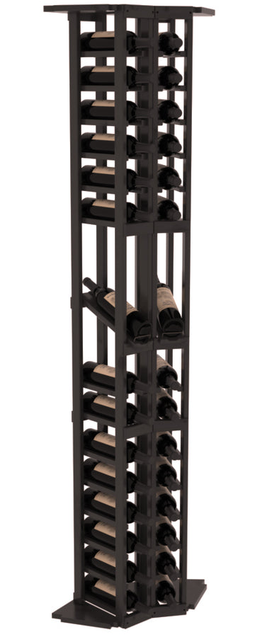 InstaCellar - 2 Column Corner Display Row Rack in Knotty Alder Black stained with WineSafe™ Satin Sealant