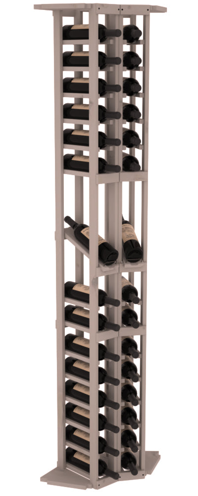 InstaCellar - 2 Column Corner Display Row Rack in Knotty Alder Greywash stained without WineSafe™ Satin Sealant