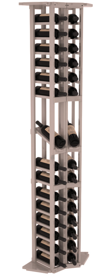 InstaCellar - 2 Column Corner Display Row Rack in Knotty Alder Greywash stained with WineSafe™ Satin Sealant