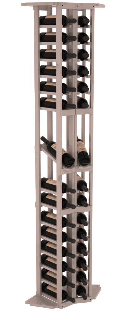InstaCellar - 2 Column Corner Display Row Rack in Knotty Alder Greywash stained with WineSafe™ Satin Sealant