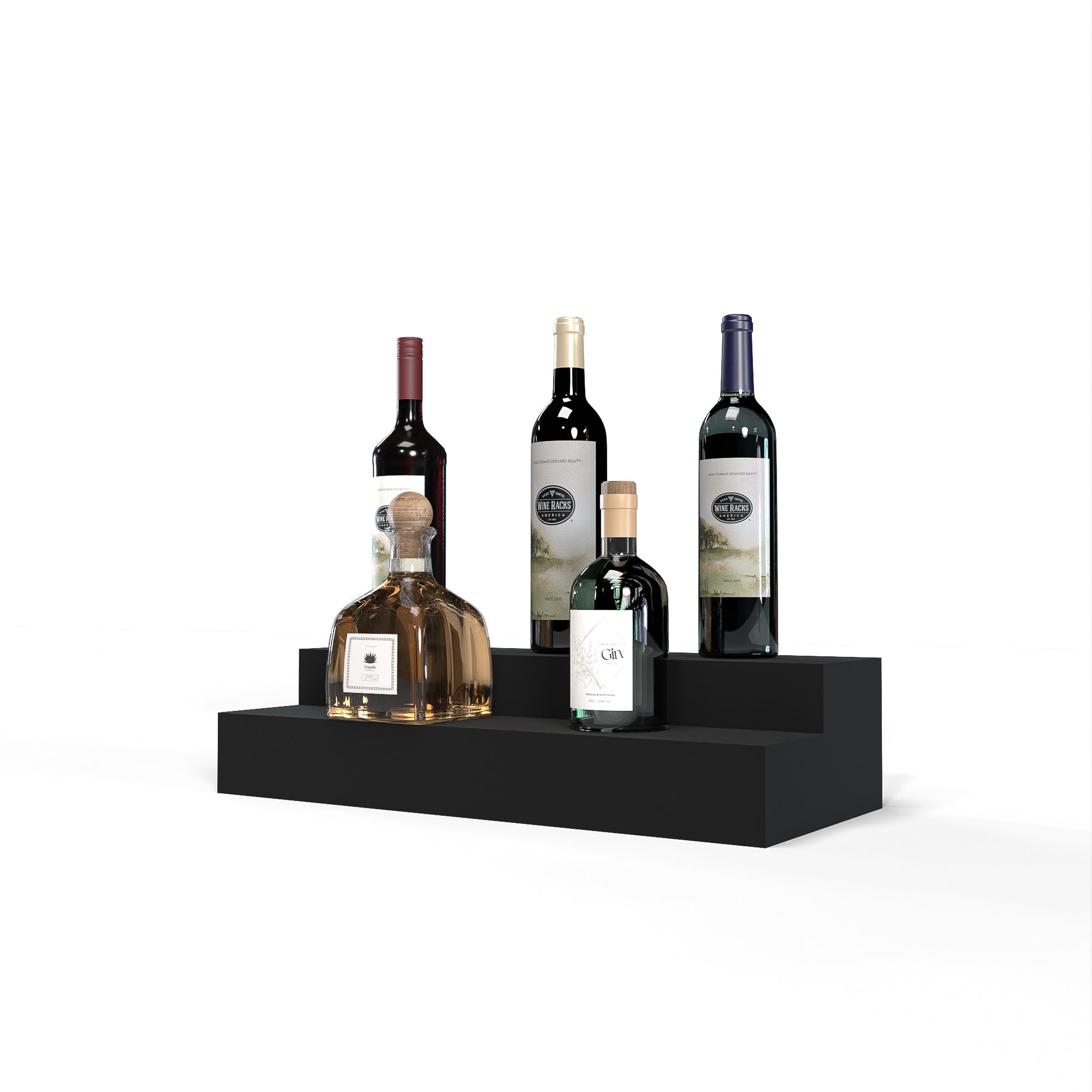 Liquor Riser, 2 Riser 4 Column in Knotty Alder Black stained without WineSafe™ Satin Sealant